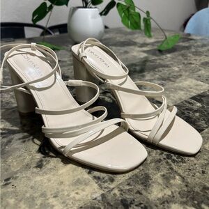 Calvin Klein Ivory Multi-Strap Block Heel Sandals